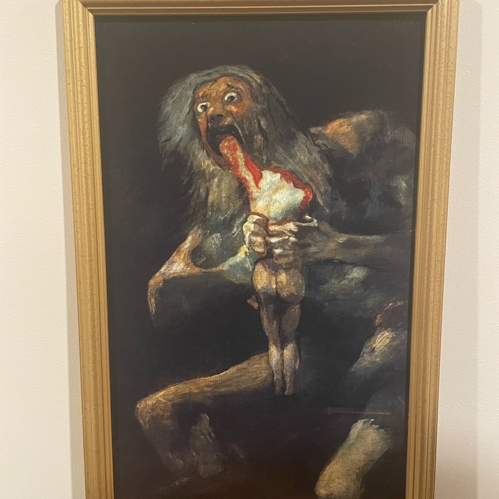 Saturn Devouring Child Framed Print 12x19 Francisco Goya Horror Gallery Wall Art - Picture 2 of 3